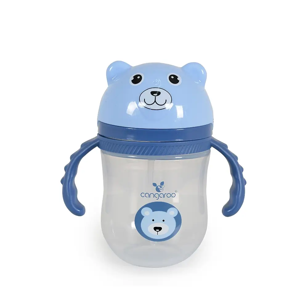 Šolja za bebe Berry Blue 240 ml sa silikonskom slamkom i ručkama