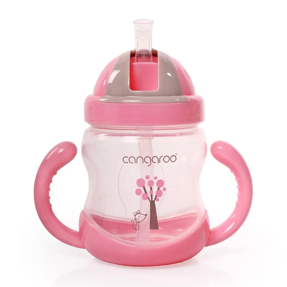 Šolja za bebe Boo Pink 280 ml sa zaštitnom slamkom bez BPA